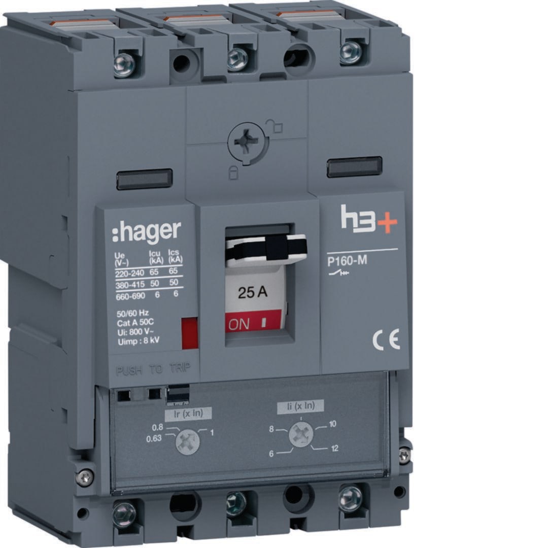 HAGER - Int.aut. P160,3P3D,25A,50kA,relé TM reg