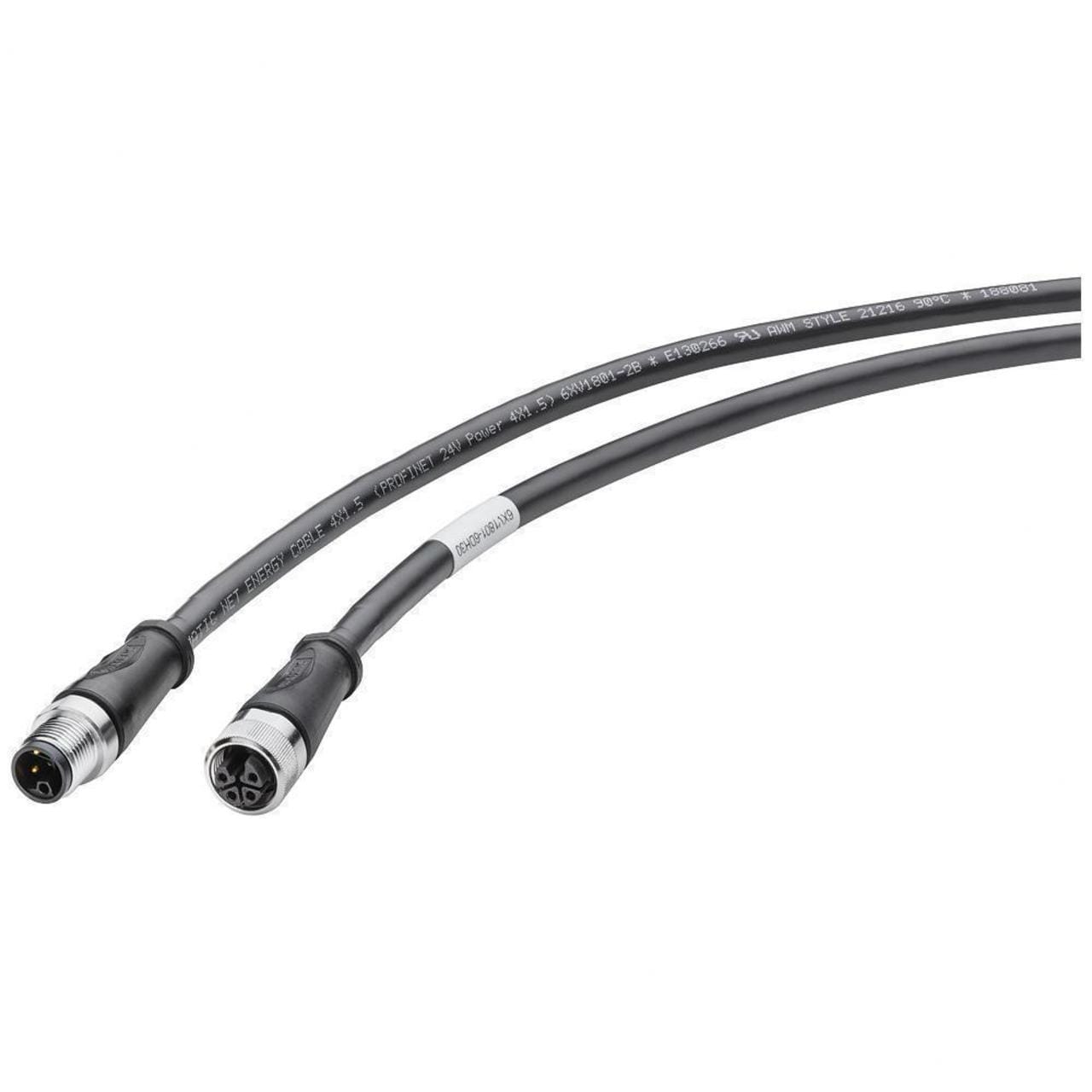 SIEMENS - Cable de conexión de potencia M12-180/M12-180 para fuente de alimentación ET 200 codificación L, 4P 2m