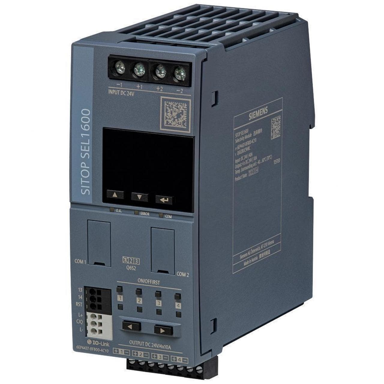 SIEMENS - Módulo básico de 4 canales SITOP SEL1600 4x10A IOL entrada 24V DC/40A salida 24V DC/4x 10A rango de ajuste 0,5-10A con interfaz IO-Link