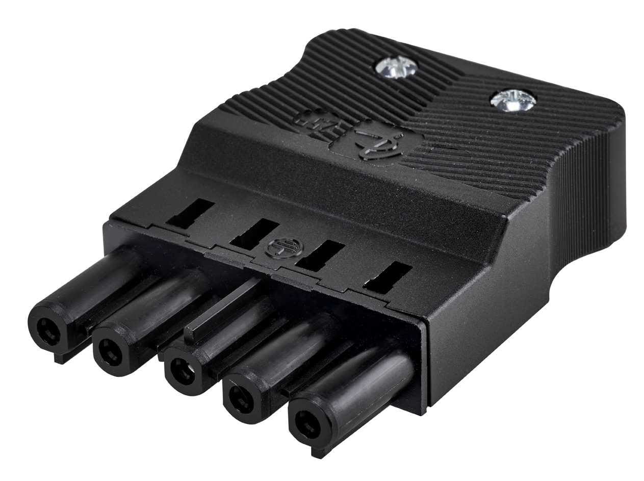 SIMON - Conector rápido aéreo "Hembra" de 5 polos con alojamiento para sistema de bloqueo de latiguillo electrico con conexión negra