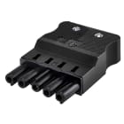 SIMON - Conector rápido aéreo "Hembra" de 5 polos con alojamiento para sistema de bloqueo de latiguillo electrico con conexión negra