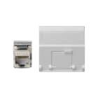SIMON - Placa SIMON K45 V&D inclinada con guardapolvo para 1 conector CAT5E FTP blanco