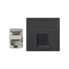 SIMON - Placa SIMON K45 V&D plana con guardapolvo para 1 conector CAT6 FTP gris grafito