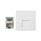 SIMON - Placa SIMON K45 V&D plana con guardapolvo para 1 conector CAT6 FTP blanco nieve