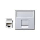 SIMON - Placa SIMON K45 V&D plana con guardapolvo para 1 conector CAT6 UTP aluminio