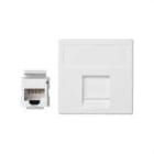 SIMON - Placa SIMON K45 V&D plana con guardapolvo para 1 conector CAT6 UTP blanco nieve