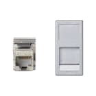 SIMON - Placa SIMON K45 1/2 mecanismo V&D plana con guardapolvo para 1 conector CAT6 FTP aluminio