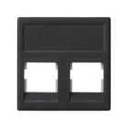 SIMON - Placa SIMON K45 V&D plana sin guardapolvo para 2 conectores AMP/BRAND REX/SYSTIMAX (AVAYA)/KRONE o BELDENCDT gris