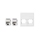 SIMON - Placa SIMON K45 V&D plana sin guardapolvo para 2 conectores CAT6 UTP blanco nieve