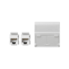 SIMON - Placa SIMON K45 V&D inclinada con guardapolvo para 2 conectores CAT5E UTP blanco