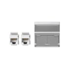 SIMON - Placa SIMON K45 V&D inclinada con guardapolvo para 2 conectores CAT6 UTP aluminio