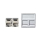 SIMON - Placa SIMON K45 V&D plana con guardapolvo para 2 conectores CAT6 FTP aluminio