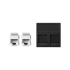 SIMON - Placa SIMON K45 V&D plana con guardapolvo para 2 conectores CAT6 UTP gris grafito