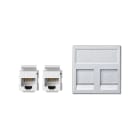 SIMON - Placa SIMON K45 V&D plana con guardapolvo para 2 conectores CAT6 UTP aluminio
