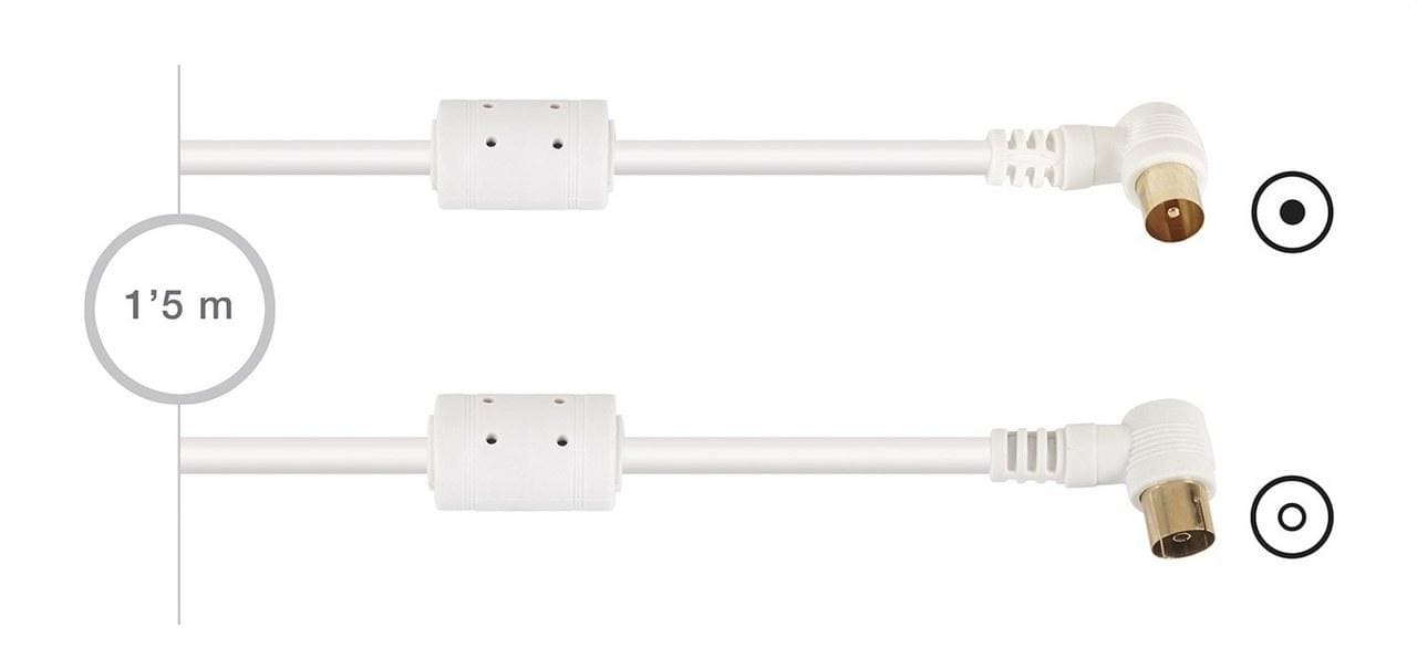 FONESTAR - Conexión antena TV / video macho-hembra 90° 1,5m blanco