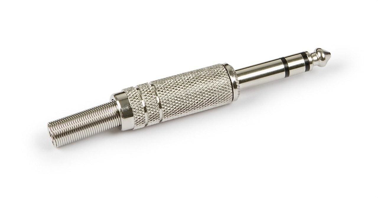 FONESTAR - Conector Jack macho 6,3mm estéreo plateado metálico