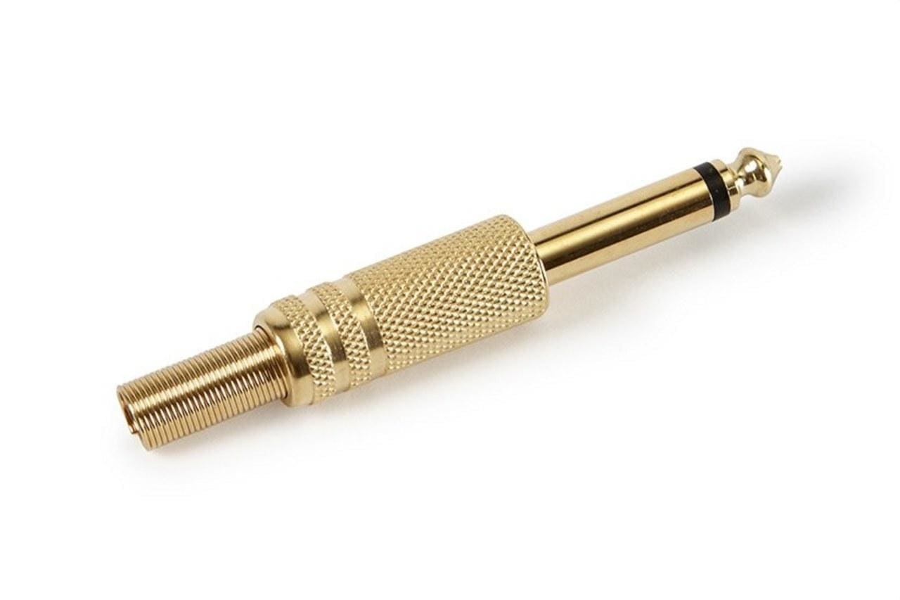 FONESTAR - Conector Jack macho 6,3mm monofásico dorado metálico