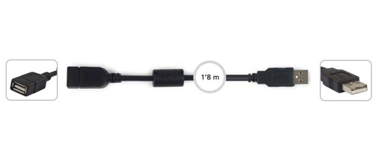 FONESTAR - Conexión USB-A 2.0 macho-hembra 1,8m