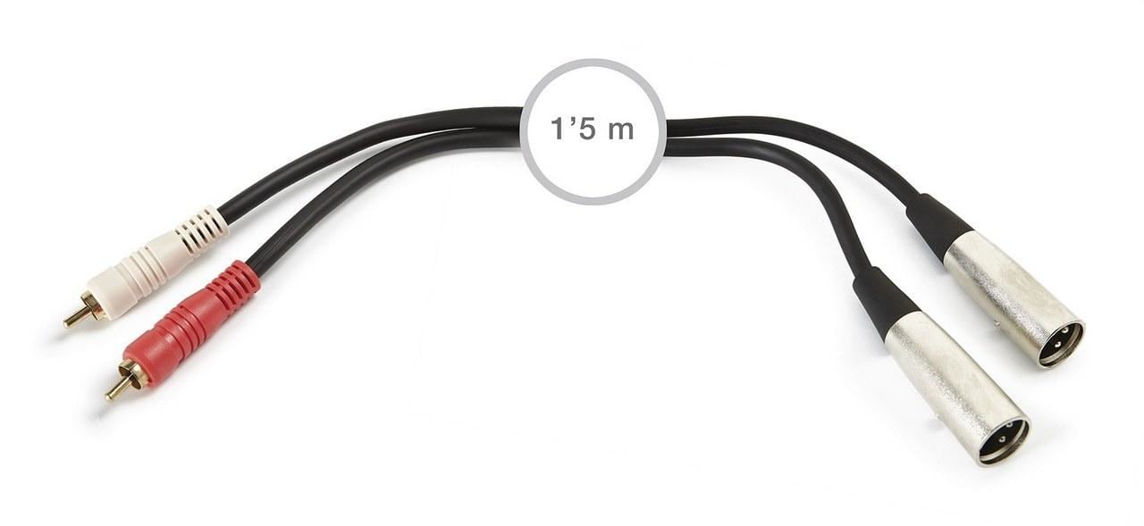 FONESTAR - Conexión 2 RCA macho dorado-2 XLR macho 1,5m