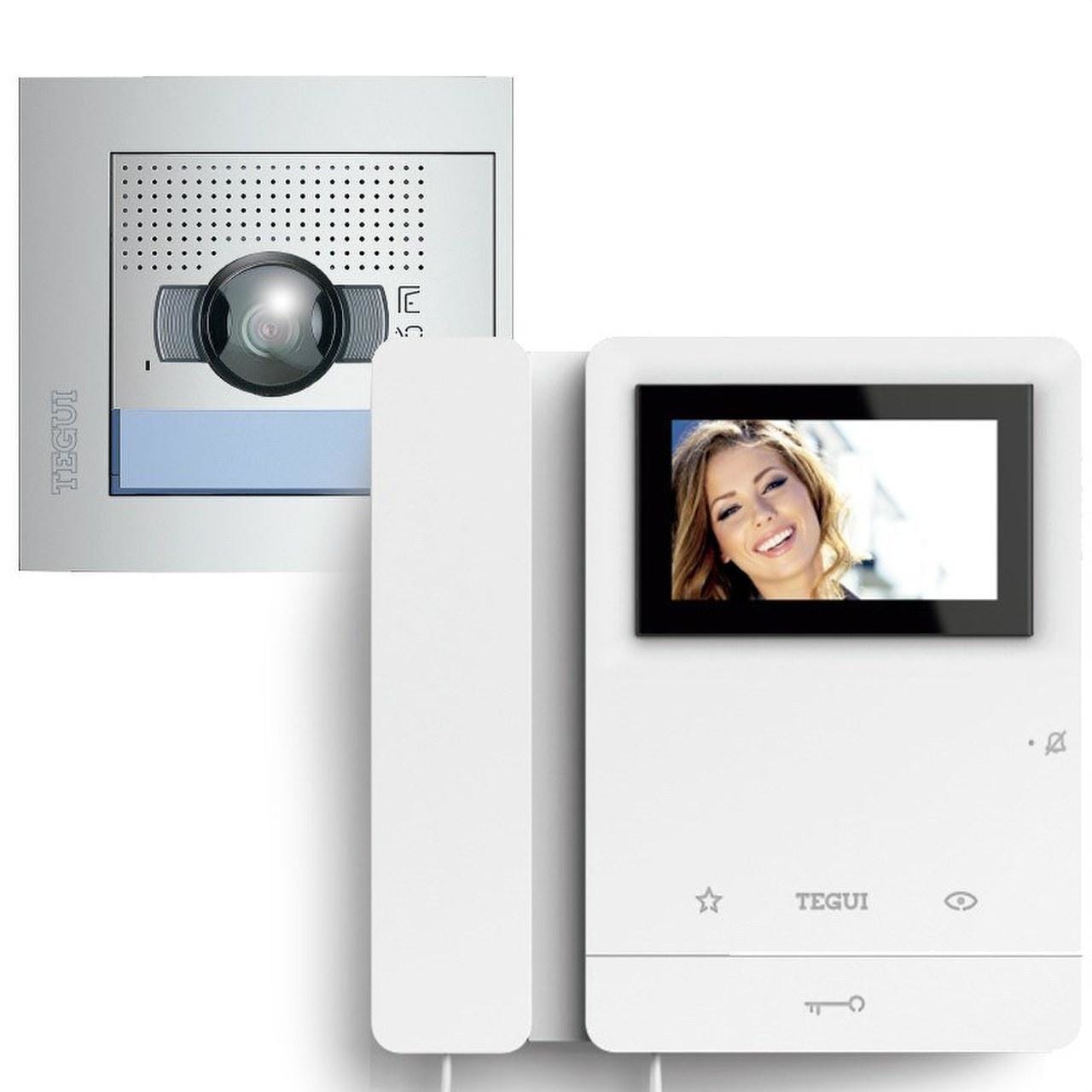 TEGUI - Kit video 1 vivienda 2 hilos, placa SFERA NEW y un monitor SERIE 8