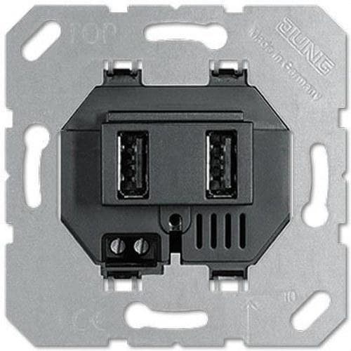 JUNG - Cargador USB para carga alimentación aparatos móviles negro