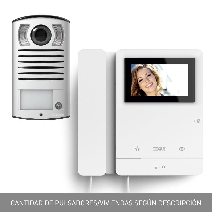 TEGUI - Kit video 1 vivienda 2 hilos, placa LÍNEA 2000 y un monitor SERIE 8