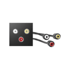 SIMON - Conector SIMON 400 3xRCA H-H con latiguillos y placa incorporada negra