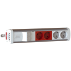 MMCONECTA - Kit regleta 2 entradas 2 + 2 schukos + placa 2RJ45 blanco / aluminio