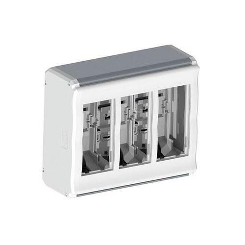 MMCONECTA - Caja de superficie 3 módulos aluminio blanco nieve