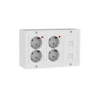 MMCONECTA - Kit caja CS de 3 módulos con 4 schukos + placa conector blanco nieve
