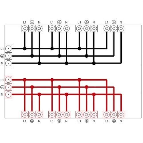 MMCONECTA - Repartidor 1 entrada 4 salidas con conector CR 3P blanco rojo