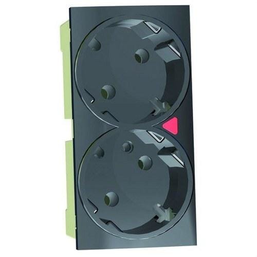 MMCONECTA - Módulo enchufe doble schuko 90x45 con piloto luminoso rojo