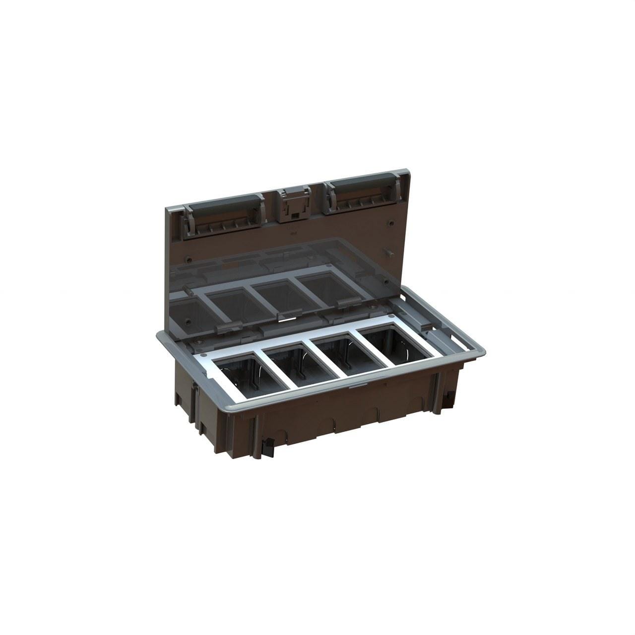 MMCONECTA - Caja de suelo Standard con 4 módulos 90mm gris marco blanco nieve