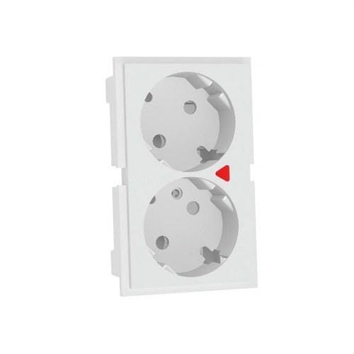MMCONECTA - Módulo enchufe doble schuko con obturador piloto blanco nieve