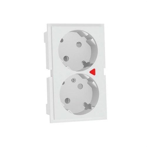 MMCONECTA - Módulo enchufe doble schuko con obturador seguridad blanco nieve