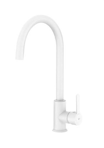 ROCA - Mezclador cocina Mencía caño curvo giratorio blanco