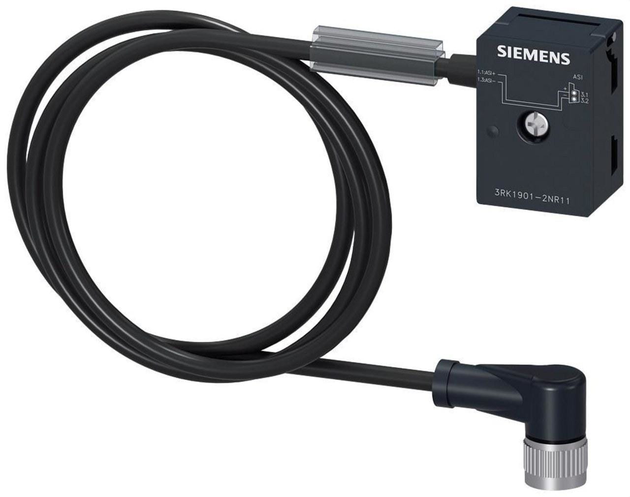 SIEMENS - Cable de 1m AS-Interface derivación M12 U_ASI sin Uaux con conector hembra aéreo M12 acodado IP67 / 68 / 69K, 4A
