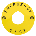 Schneider Electric - Etiqueta circular 60mm 'COUPURE D´URGENCE' negro sobre fondo amarillo