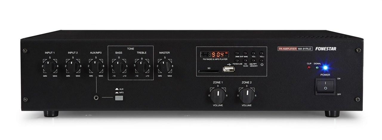 FONESTAR - Amplificador de megafonía 90W RMS 2 zonas de altavoces