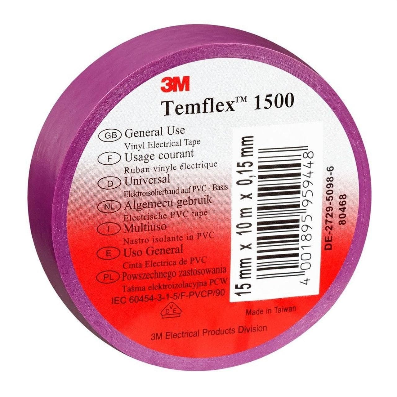 3M MERCADOS ELECTRICOS - Cinta Temflex 1500 19mmx20m PVC violeta rollo