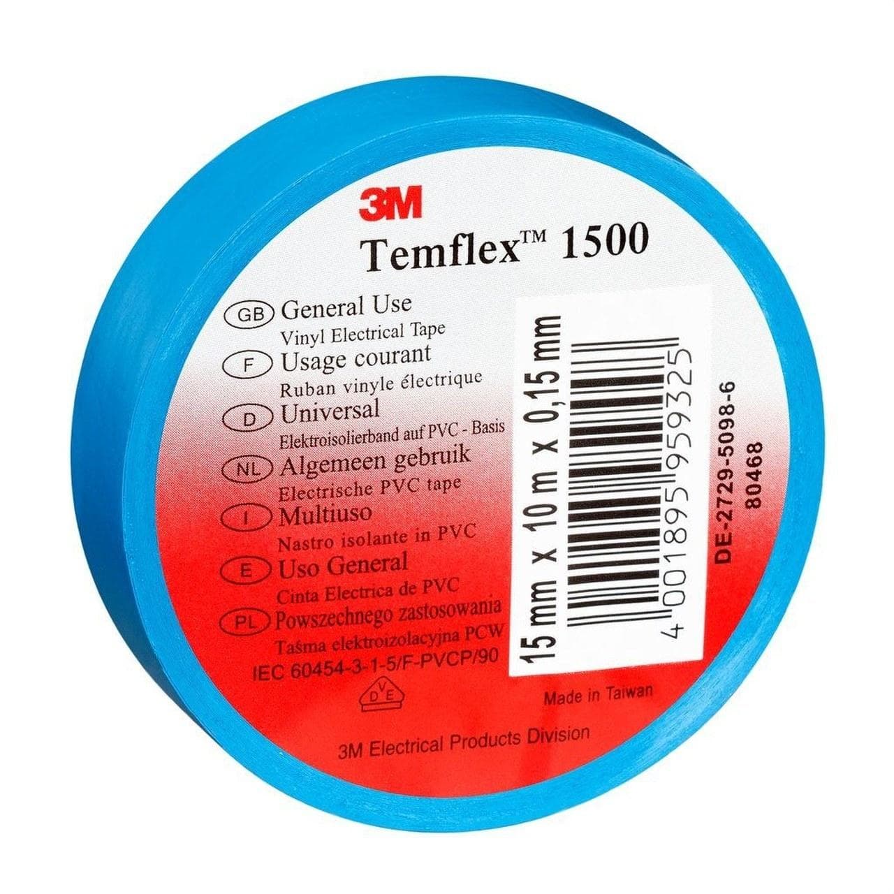 3M MERCADOS ELECTRICOS - Cinta Temflex 1500 19mmx20m PVC azul rollo