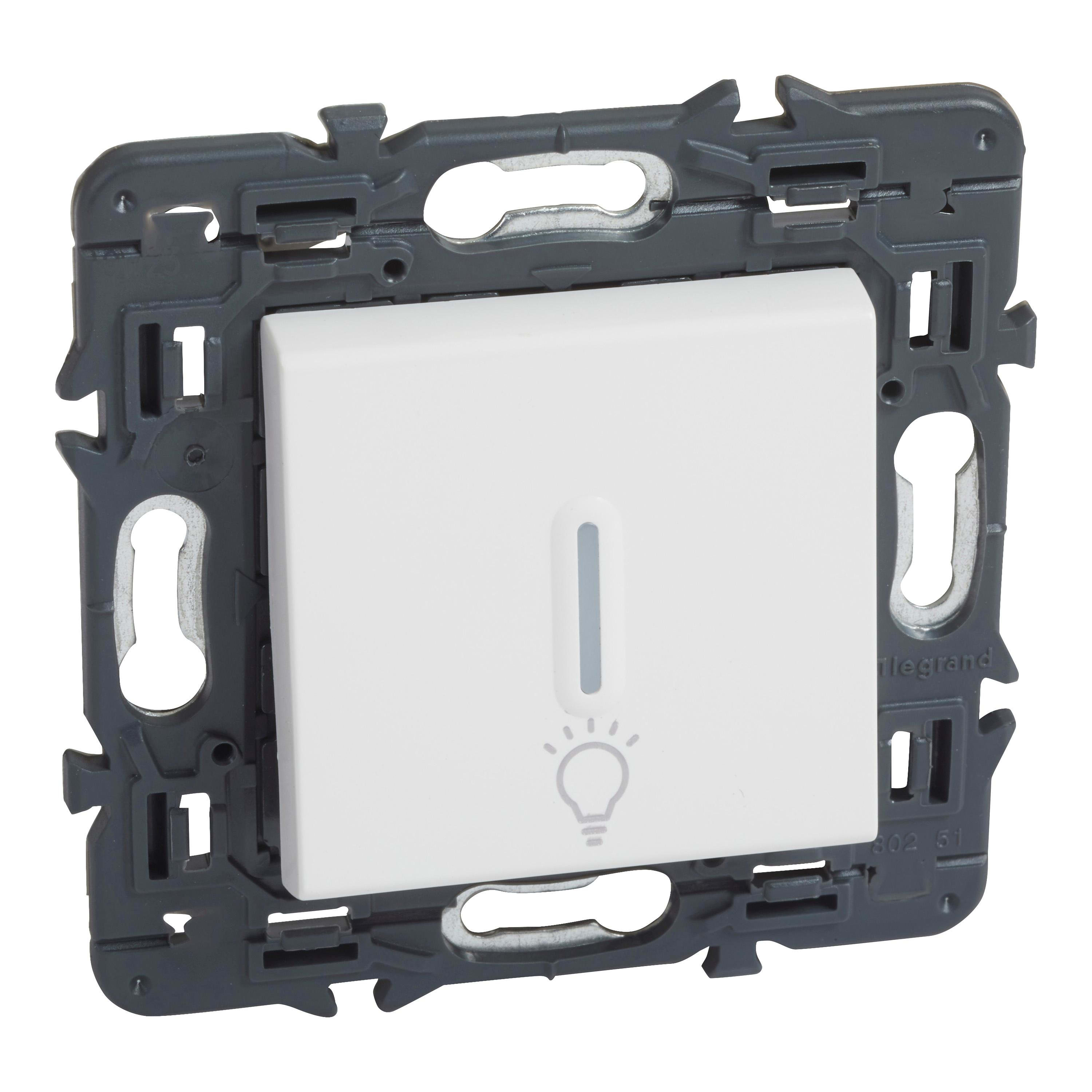 LEGRAND - Pulsador Valena Next - luminoso con símbolo de lámpara - 6A - 230V~ - Blanco