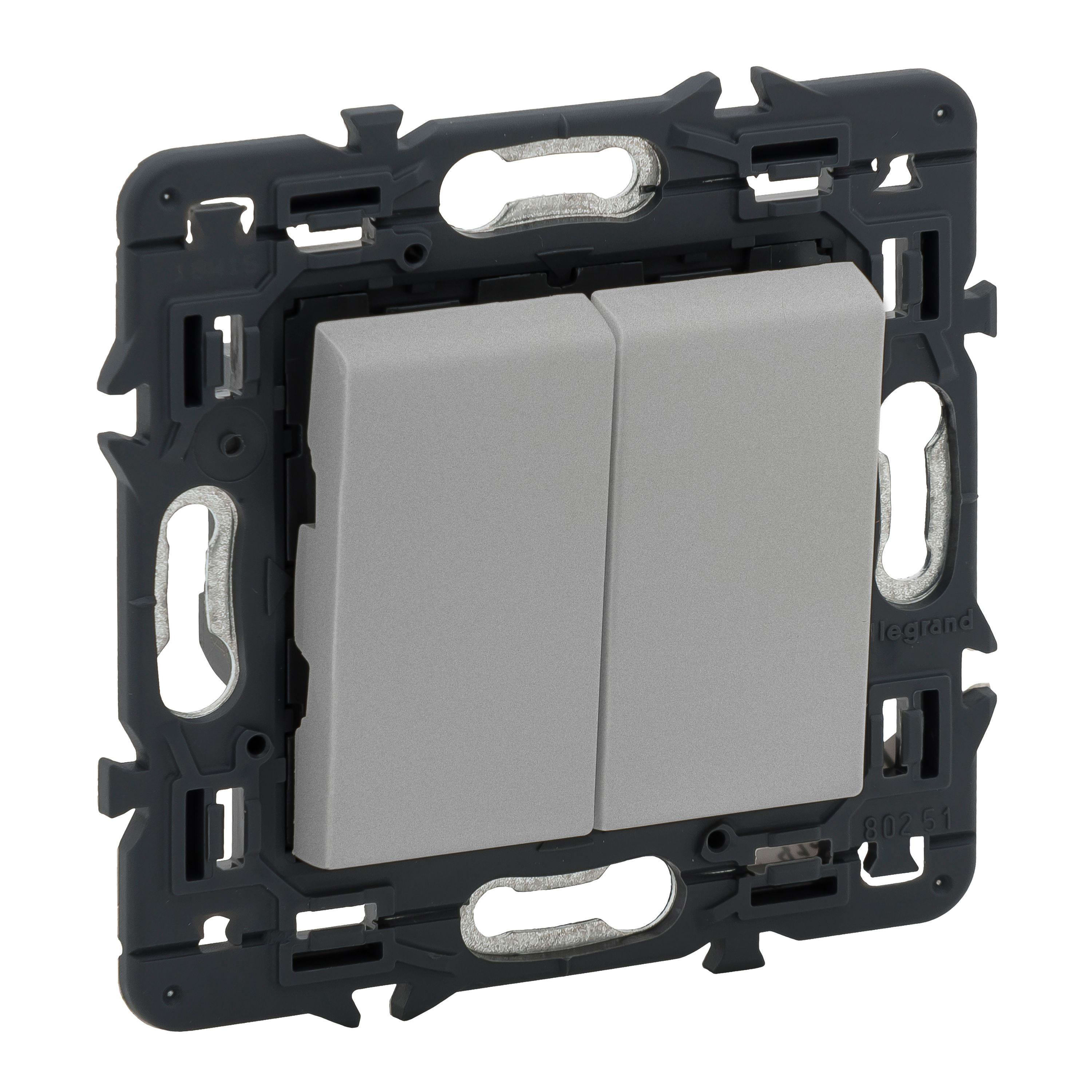 LEGRAND - Interruptor Valena Next - doble - unipolar - 10 AX - 230V~ - Aluminio