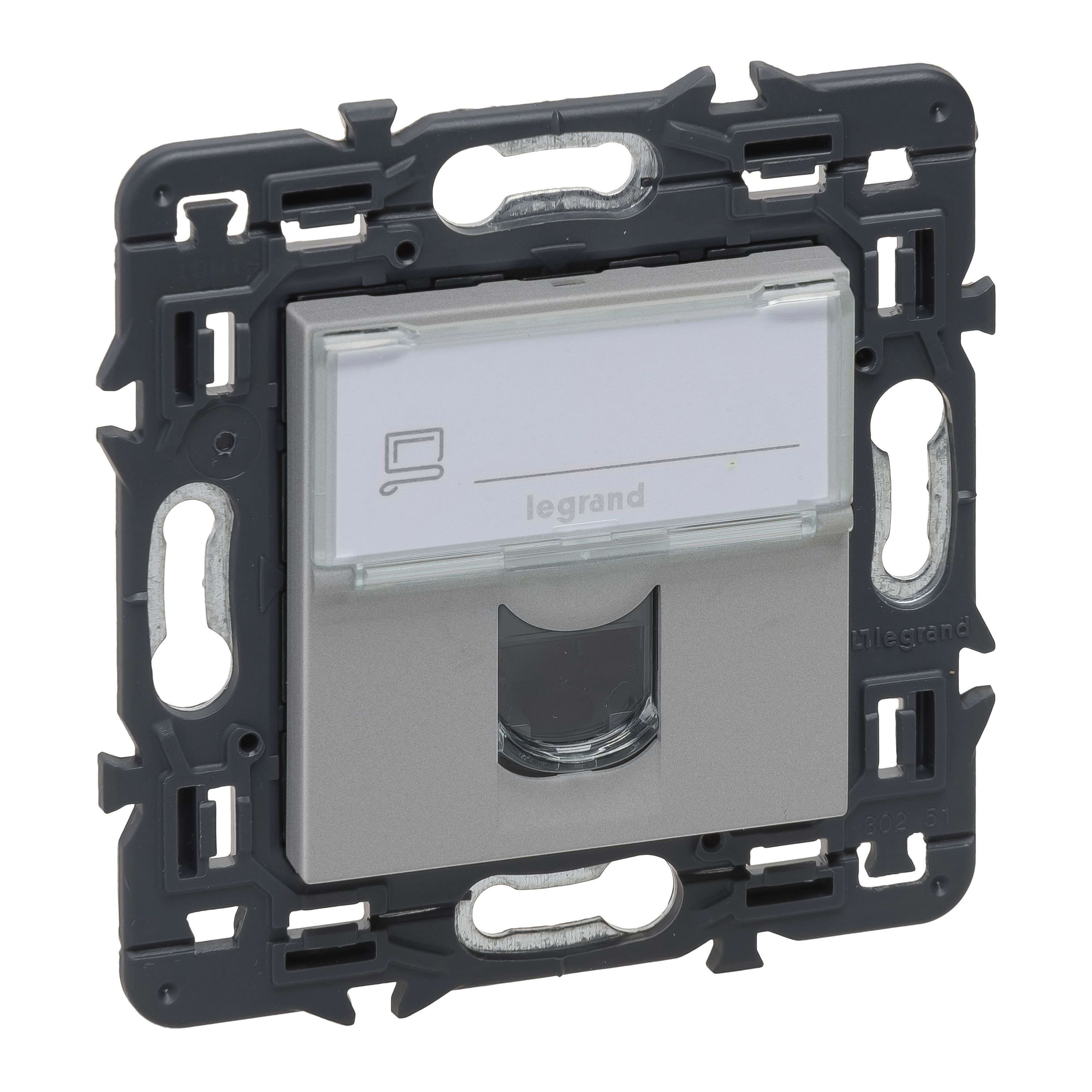 LEGRAND - Base informática RJ45 Valena Next - Cat.6 - UTP - individual - conexión rápida Toolless - Aluminio
