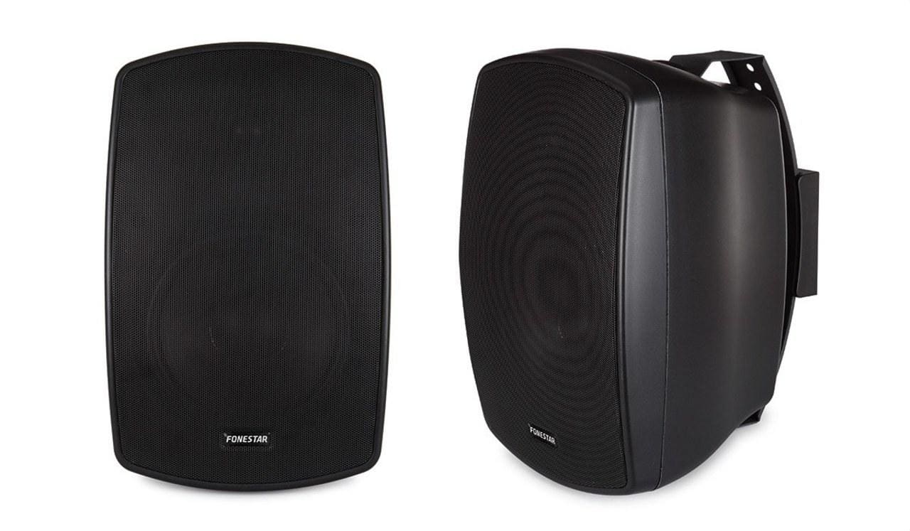 FONESTAR - Juego altavoces negros 30-20.000 Hz con transformador de línea 100V y baja impedancia (2 unidades)
