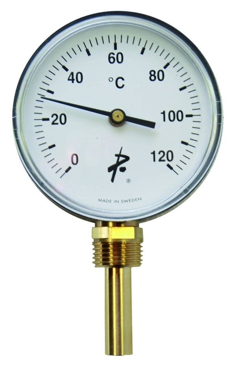 POTERMIC - Termómetro bimetálico 0-120°C vertical 80x100