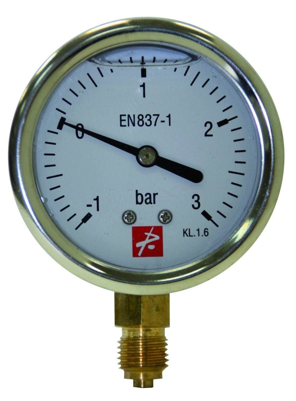 POTERMIC - Manovacuómetro posterior diámetro 63 1/4" 1-3bar inoxidable