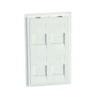 MMCONECTA - Módulo plano Standard con antipolvo blanco nieve para 4 conectores tipo Keystone 19,4mm/20,4mm/Commscope (Systimax)