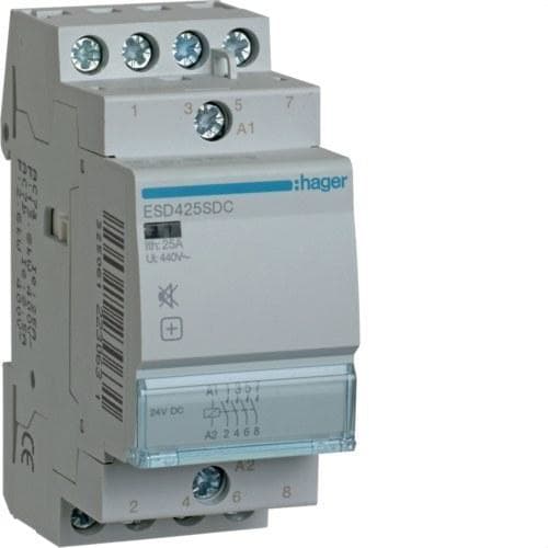 HAGER - Contactor silencioso 25A 4NA 24V DC