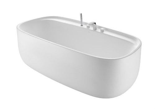 ROCA - Bañera oval de SURFLExBEYOND 1800x900mm con desagüe Click-Clack y sifón con orificios grifería
